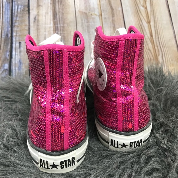 pink sequin high top converse